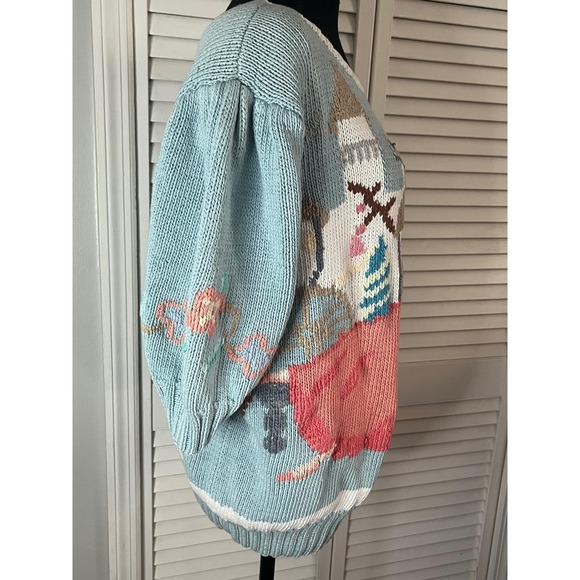 Vintage Storybook Berek? Chunky Pastel Princess Castle Sweater puff sleeve *Read - Picture 8 of 9